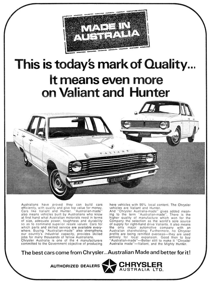 1968 Chrysler VE Valiant and Hillman